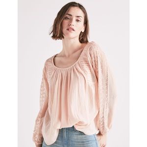 Lucky Brand Cross Back Peasant Blouse